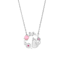 K.L.Y Women's Necklace, Popular, Cherry Blossom, Zirconia CZ, 925 Silver, Hypoallergenic, Sterling Silver, Necklace, Accessories, Birthday, Gift, Women's Jewelry, Cubic Zirconia