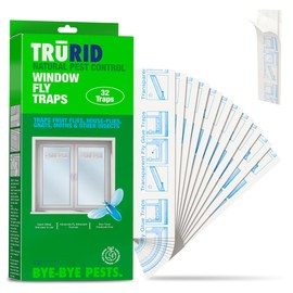 Fly Traps Sticky Window – 32 Pack | Pre-Baited, Odorless Pest Control for Fruit Flies, Gnats, Mosquitoes, and Moths – Effective Indoor Fly Paper Strips