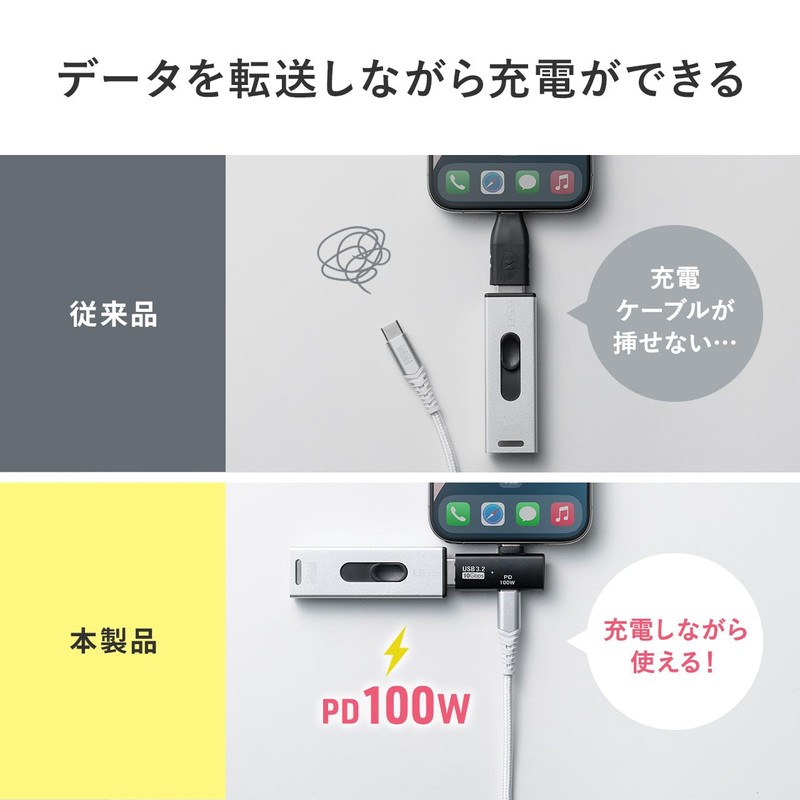 Sanwa Direct 500-USB091 PD100W USB 10Gbps Apple ProRes Adapter, USB