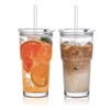 20oz Glass Tumblers with Lids and Straws, Set of 2