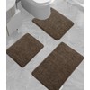 YIHOUSE Bathroom Rug Set 3 Piece, Memory Foam Brown Bath