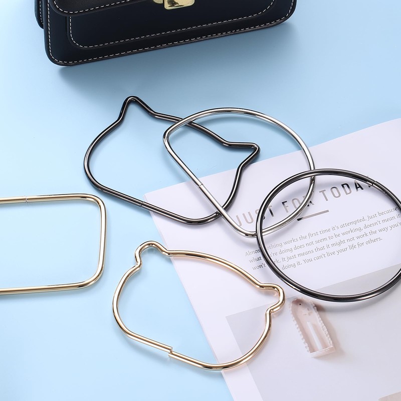 sourcing map 4Pcs Metal Purse Handle Trapezoid Handbag Ring Buckle