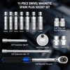 ZKTOOL 15PCS Universal 3/8" Drive 360° Swivel Magnetic Spark Plug