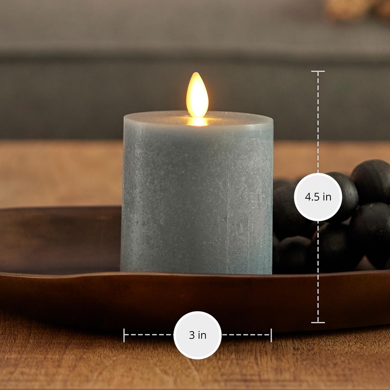 Luminara Seaglass Rechargeable Flameless LED Candle, Fog 3" x 4.5",