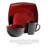 Gibson Soho Lounge Square Reactive Glaze Dinnerware Set, Red, Service
