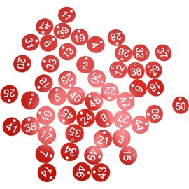Apicultura Etiquetas Numericas Apicultura, Etiquetas para Colmena Rojas ABS con Numeros Claros 1-50 Bolsa 50 Piezas para Gestion Eficiente en Apiarios y Ganaderia Uso Versatil Sin Herramientas