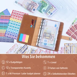 Budget Planner / Binder A6 - ANYUKE Savings Challenge Money Book with Sleeves, Financial Planner Ring Binder Organiser for Money Storage Stapler, Family Budget Planner