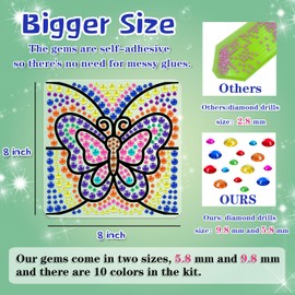 Gem Art, Kids Diamond Art Kit -Window Art Suncatcher Kit - Arts and Crafts for Girls and Boys Ages 6-12 - Best Gift Ideas for Age 4, 5, 6, 7, 8, 9, 10-12, 6-8 (Maple Leaf & Butterfly)