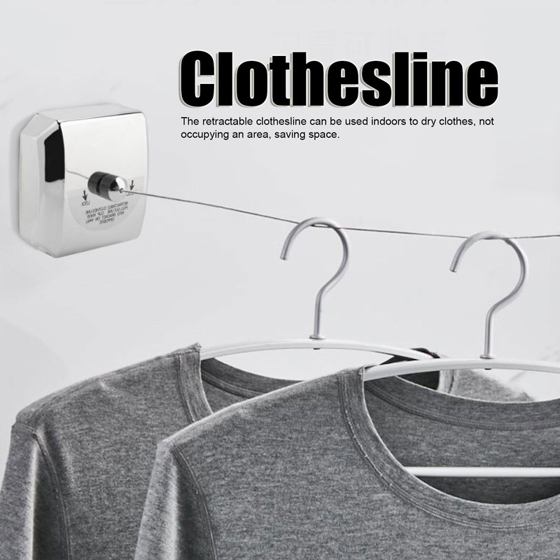 Retractable Clothesline 304 Stainless Steel Rust Resistant Space Saving Wall