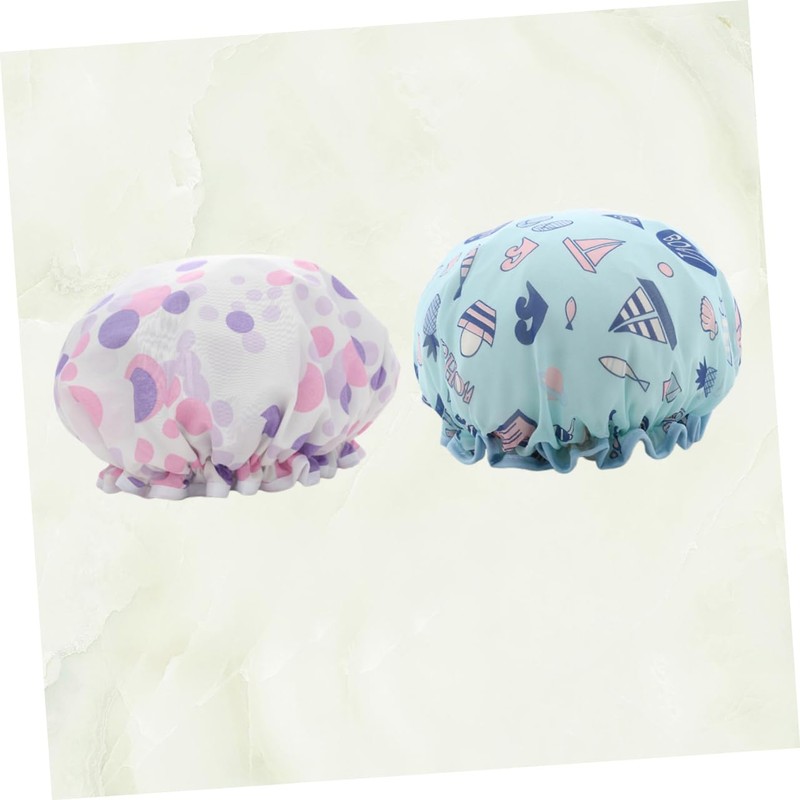 NOLITOY 2pcs Eva Bath Caps Hair Cover for Shower Double