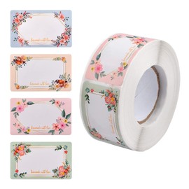 CRAFFANCY 500 Pcs Blank Flower Label Stickers, Floral Frame Label Stickers for Jars Lids Pantry Mason Canning Spice Bottle Labels Decor