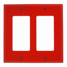 Leviton 2-Gang Decora/GFCI Device Wallplate, Standard Size, Thermoplastic Nylon, 80409-NR, Red