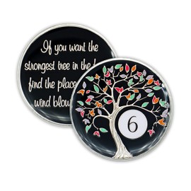 6 Year Sobriety Chip | Tree of Life AA Coin Token Medallion with Glow in The Dark Recovery Anniversary