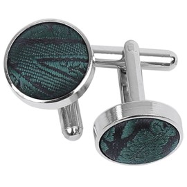 DQT Premium Woven Microfibre Paisley Floral Patterned Emerald Green Men's Formal Casual Wedding Rhodium Plated Cufflinks