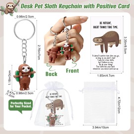 Gemscream 24 Sets End of year Gifts Bulk Positive Emotional Keychain Employee Appreciation Inspirational Gifts (Sloth)