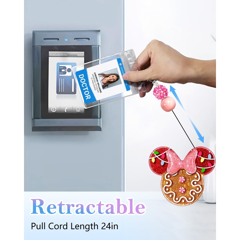 JoySolar Christmas Badge Reel Retractable - Cute Gingerbread Mouse Retractable