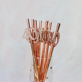 Posh Soiree 40th Birthday Party Straws, Rose Gold Paper Straws, Women's Birthday Decor, Gift for Birthday Girl from Friends and Moms, Set of 10 (Gold)