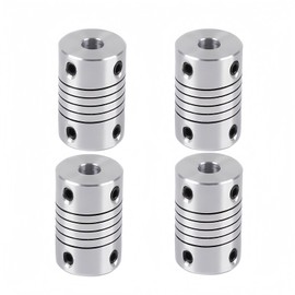Aluminium Alloy Flexible Coupling, Silver 7mm to 7mm Shaft Coupling Connectors Flexible Coupler, 19x25mm, 4 Pcs