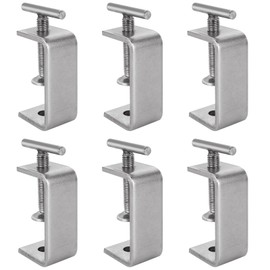 FVIEXE 6PCS Small C Clamps, Heavy Duty C-Clamp, Mini 2 1/2 Inch C Clamp 304 Stainless Steel with Stable Wide Jaw Opening & I Beam Design, Desk Woodworking Clamp Tiger Clamp, Clamping Range 15-60mm