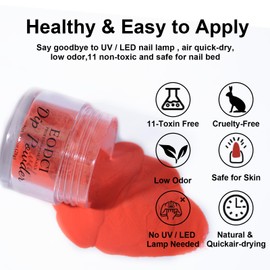 EODCI Red Color Dip Powder Nail Kit Starter, 3+1 Dipping Powder Essential Liquid Set with Base Top Coat Activator French Nail Art Beginner Manicure DIY Salon