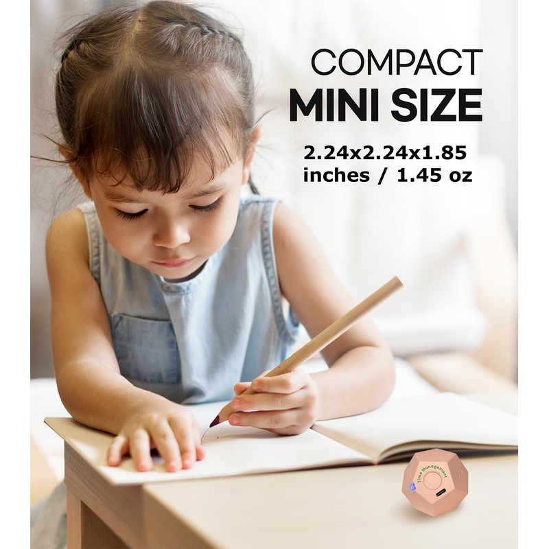 CreaViva Cube Pomodoro Timer, Rechargeable Small Cute, Timer for Kids