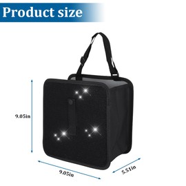 XINLIYA Car Foldable Trash Can, Bling Rhinestone Crystal Auto Hanging Waterproof Leakproof Garbage Bin, Vehicle Waste Basket Dustbin, Multipurpose Car Organizer Accessories for SUV Truck RV（Black）