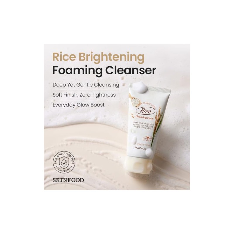SKIN FOOD Rice Daily Brightening Cleansing Foam 5.07 fl. oz.