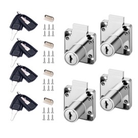 Cabinet Drawer Locks with Keys- XIEHE 138 Zinc Alloy Replacement Door Locker Keyed Alike 4 Pack Cylinder Diameter 0.75 Inch Chrome Finish