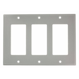 Leviton 3-Gang Decora/GFCI Device Decora Wallplate, Standard Size, Thermoset, Device Mount, 80411-GY, Gray