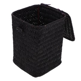 BESPORTBLE Woven Storage Box with Lid Sundries Organizer for Desk Kitchen Bathroom Office Living Room Natural Braid Material for Item Storage and Easy to Carry Style