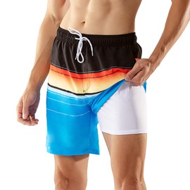 BRISIRA Mens Swim Trunks Swim Shorts 7 inch Compression Liner Bathing Suit Beach Shorts Swimwear Stretch Quick Dry Pockets