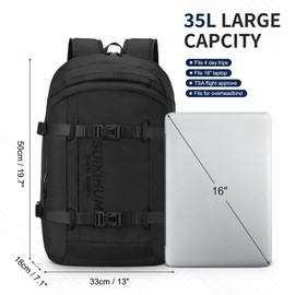 SUIKIHUM Gym Backpack Men Women 17" Laptop Work Backpack Business 35L Black