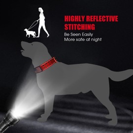 Yunleparks Heavy Duty Dog Collar Tactical Dog Collar with Neoprene Padded,Metal Buckle Dog Collar Reflective Nylon Collar for Medium Large Dog's Walking (Red, Large)