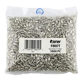 American Fishing Wire Giros de grúa de latón, tamaño #7, 75 LB (34 kg) Prueba, níquel, 1000 Piezas