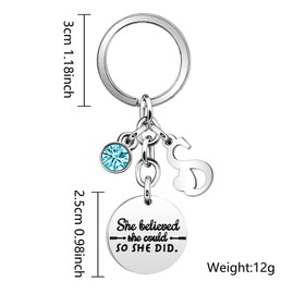 Inspirational Key Chains "She Believe She Could So She Did"Encourage Key Rings for Her Women Girls Sister BFF Best Friends Bestie Colleague Graduation Birthday Christmas Anniversary Key Chain (S)
