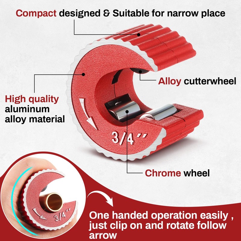 Yaocom Copper Tubing Cutter Set, 3 Pcs Copper Pipe Cutter