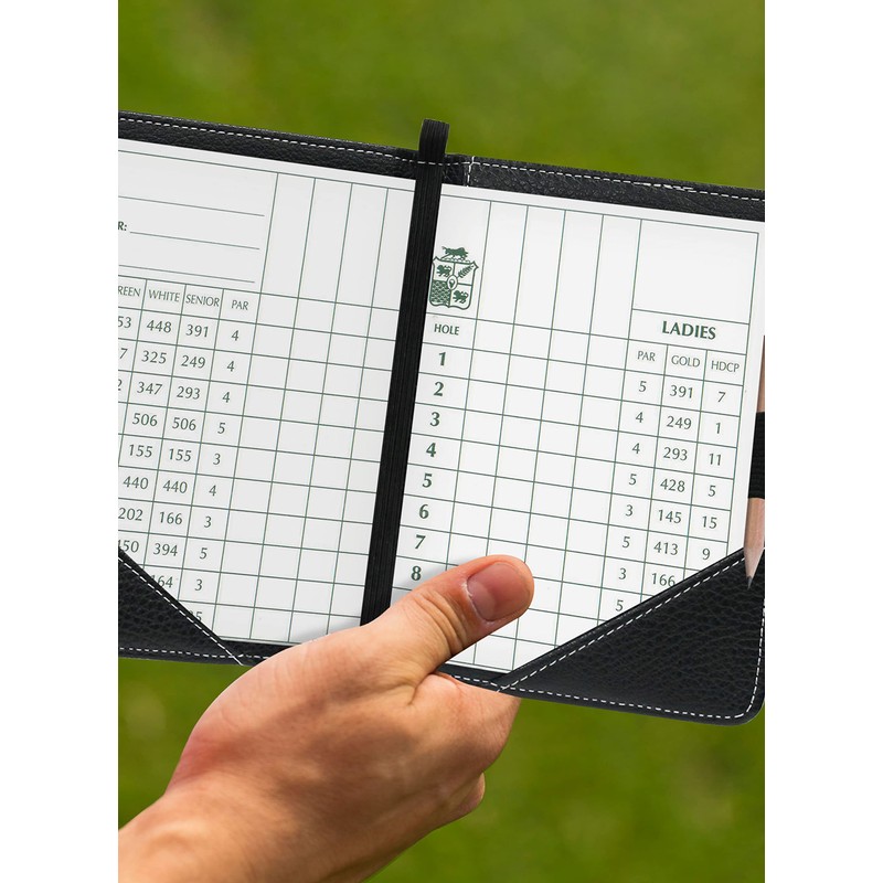 Callaway Golf Horizontal Leather Scorecard Holder with Ball Marker, Black