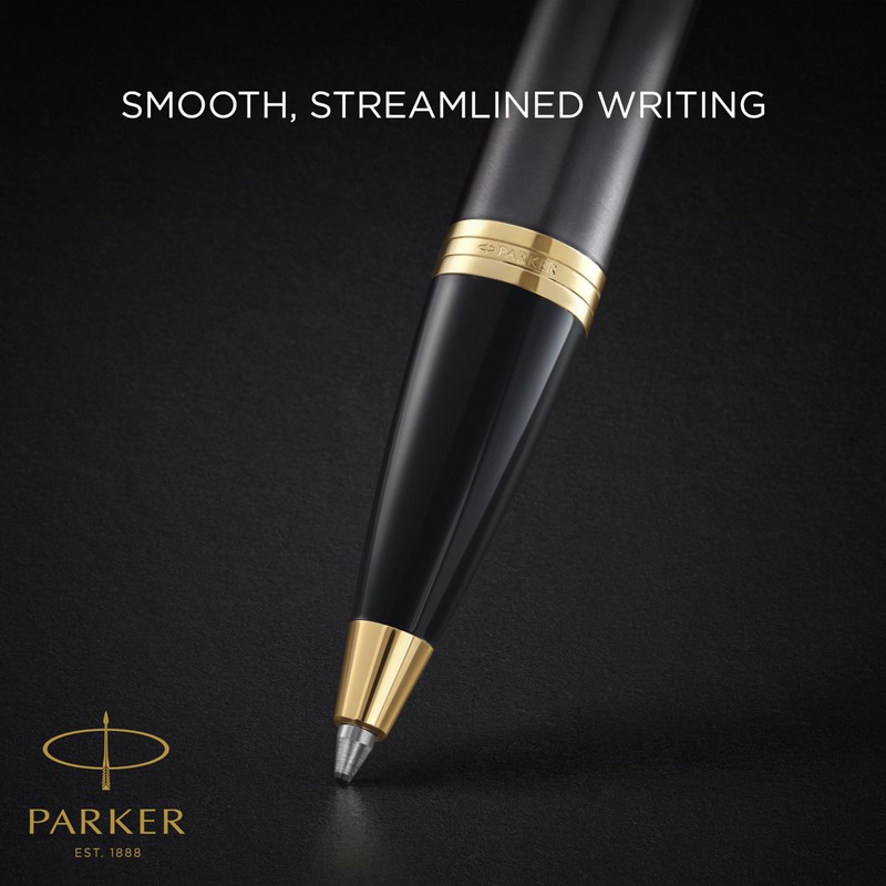 PARKER IM Ballpoint Pen | Grey Lacquer with Gold Trims