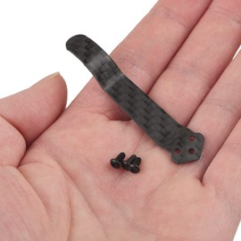 Luxury Carbon Fiber Knife Replacement Clip - 2 Pieces 3-Hole Titanium Alloy Deep Carry Pocket Back Clip with Screws for Spyderco PM2, Manix, Delica, and More