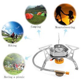 Lixada Foldable Windproof Camping Gas Stove Portable Outdoor Cooking Folding Piezo Ignition Gas Stove with Box