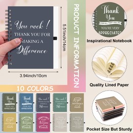 10 Sets Employee Appreciation Gift Bulk Team College Graduate Thank You Gift Inspirational Notebook Motivational Ballpoint Pen Thank You Gifts for Colleagues Volunteer Teacher Nurse Coworker Staff