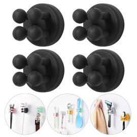 iBetterLife Razor Holder for Shower Hooks – 4Pcs Self Adhesive Wall Mounted Single Hook for Hanging Toothbrush, Functional Waterproof Utility Plug Holder for Bathroom Kitchen Living Room Office