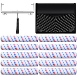 Leumoi 12 Pcs 18 Inch Paint Roller Kit Includes 18 Inch Paint Roller Tray 18 Inch Paint Roller Frame and 10 Pcs Microfiber Paint Roller Sleeves for Home House Ceiling Wall Furniture Painting