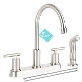 Kitchen Faucets, Kitchen Faucet with Sprayer, Brushed Nickel Kitchen Sink Faucet, 3 or 4 Hole RV Faucet for Kitchen Sink, Stainless Steel Touch Kitchen Faucet with Side Sprayer, TDLKF024L