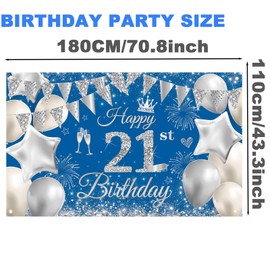 180*110cm Happy 40th Birthday Banner Men Women,Navy Blue Sliver 40th Birthday Decorations Backdrop Fabric 40th Birthday Sign Poster Birthday Photo Background for Her Him 40 Birthday Anniversary Party