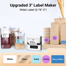Phomemo Label Maker- M221 Address Label Printer 3’’ Portable Bluetooth Label Maker Machine for Barcode, Address, Logo, Mailing, Stickers, Small Business, Home, Office, White