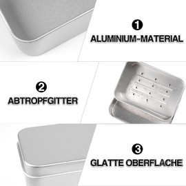Soap Box Travel Pack of 2, Aluminium Soap Box with Draining Rack, Soap Dish Waterproof, Moisture-Resistant, Rustproof for Storage of Home, Travel, Bath Soaps, and Shaving Foam Power