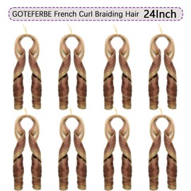 French Curl Braiding Hair Synthetic French Curl Crochet Hair Extensions for Black Women Lightweight Pre Stretched Bouncy Hair for Braids 24 Inch