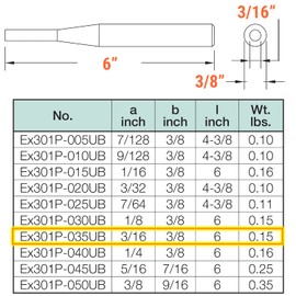 CS Unitec | Non-Sparking & Non-Magnetic Pin Punch Striking Tool | 6" Long, 3/16" Head | Corrosion Resistant,TUV Certified