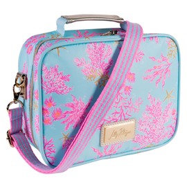 Lilly Pulitzer Insulated Lunch Box for Women, Cute Lunch Cooler Bag with Adjustable/Removable Shoulder Strap (Royal Coral)